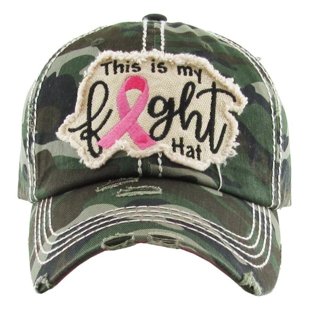 KBETHOS Distressed This Is My Fight Breast Cancer Camo Baseball Cap - Picture 4 of 4